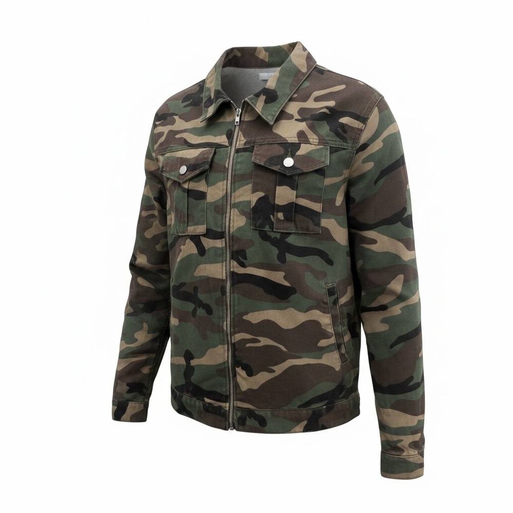 NWT HME Camo Utility Jacket Women Medium M Full Zip Cotton Woodland Camouflage